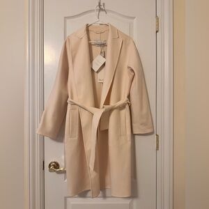 NWT New MaxMara “Nancy” Cream Belted Robe Short Coat